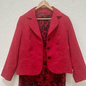 Studio I Petite Red Blazer Dress Set Floral Print‎ Career Office